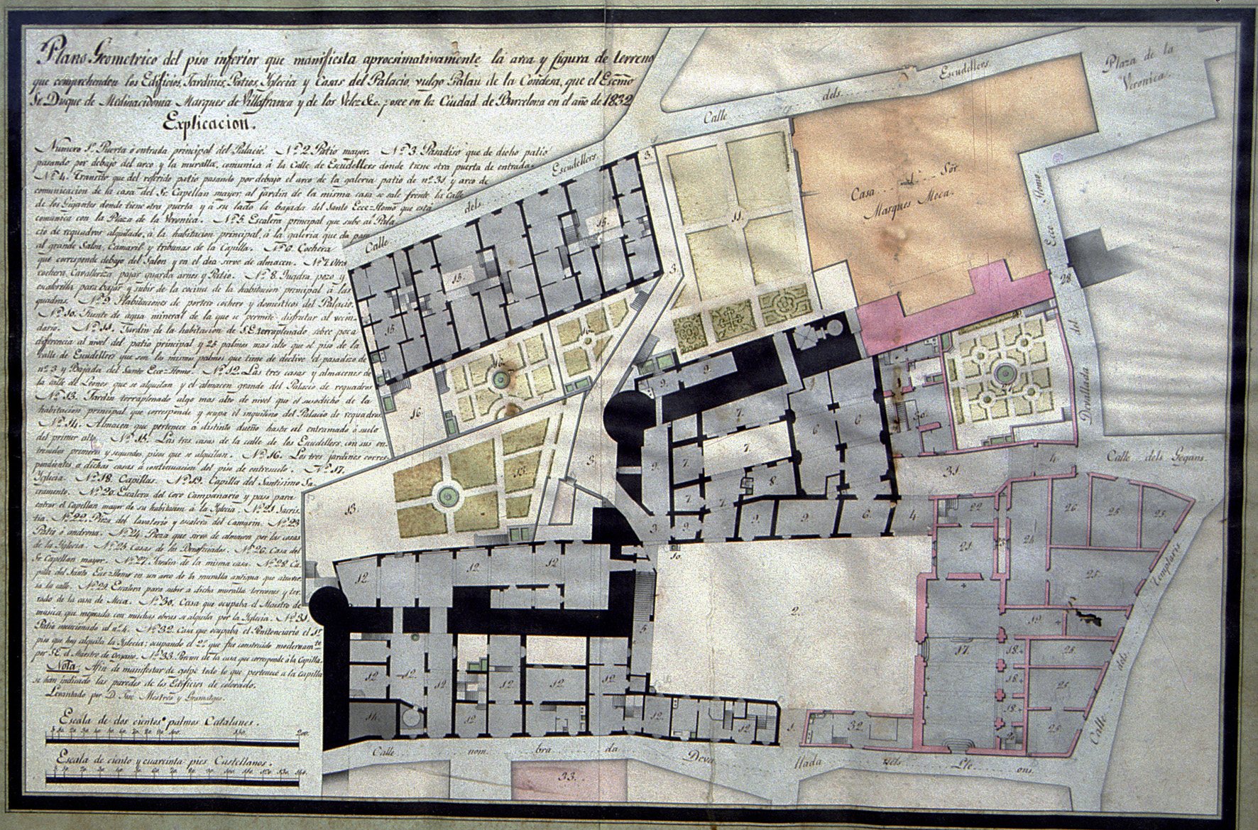 Planta del Palau Reial Menor de Barcelona, 1832