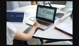 Persona analitzant datasets en un ordinador portàtil